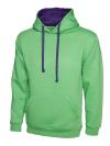 UC507 Contrast Hooded Sweatshirt Lime / Purple colour image